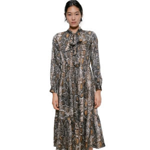 ZARA SNAKE PRINT MIDI DRESS- FALL 22 TREND- SIZE MEDIUM- NWT